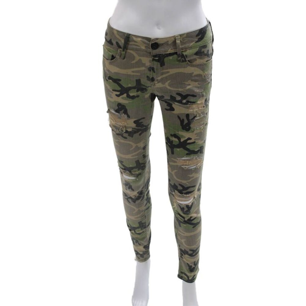 Black Orchid Womens Green Camo Jeggings Button Size 26